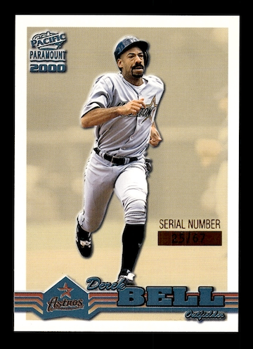 2000 Paramount Platinum Blue #100 Derek Bell #'d 25/67 (Houston Astros)