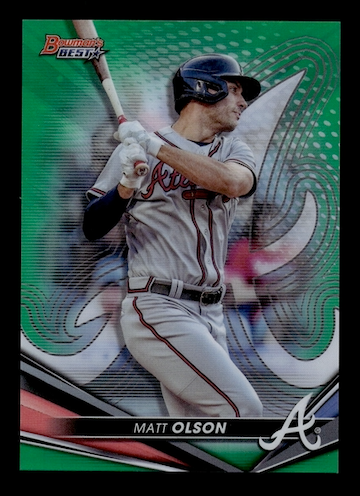 2022 Bowman's Best Green Refractors #63 Matt Olson #'d 80/99 (Atlanta Braves)