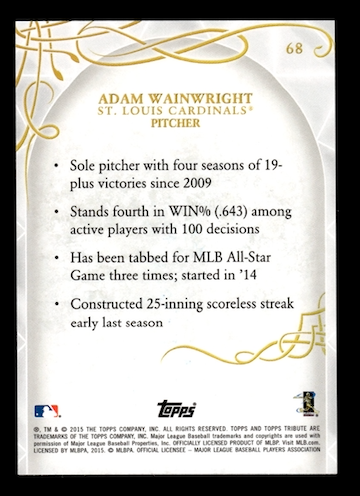 2015 Topps Tribute #68 Adam Wainwright(St. Louis Cardinals)