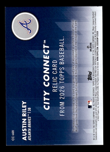 2026 Topps City Connect Swatches #CCARI Austin Riley (Atlanta Braves)