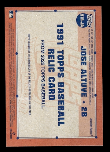 2026 Topps '91 Topps Relics #91RJA Jose Altuve (Houston Astro)