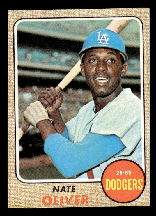 1968 Topps #124 Nate Oliver (Los Angeles Dodgers) NM+