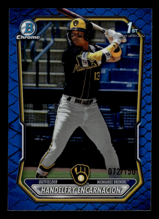 2026 Bowman Chrome Prospects Blue Reptilian Ref. #BCP47 Handelfry Encarnacion /150 (Brewers)
