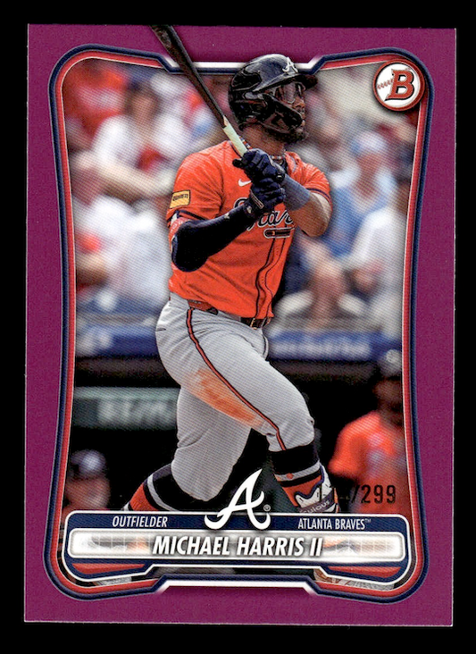 2026 Bowman Fuchsia #21 Michael Harris II #'d /299 Atlanta Braves)