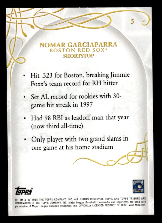 2015 Topps Tribute #5 Nomar Garciaparra (Boston Red Sox) NM+