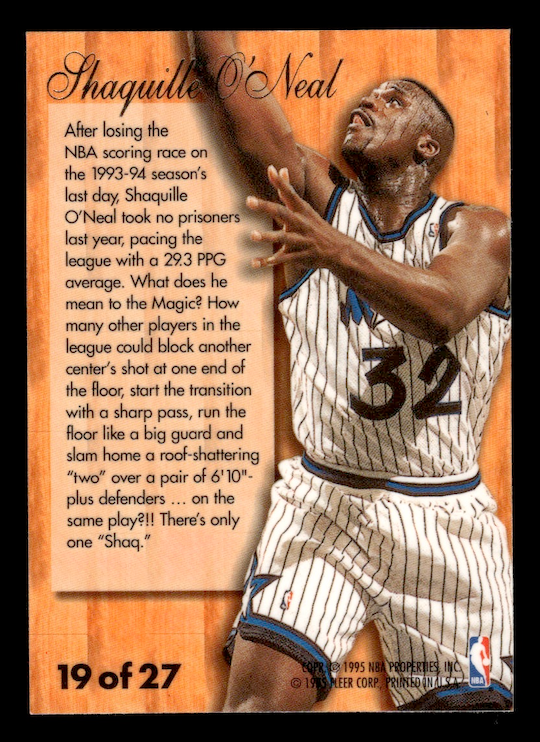 1995-96 Fleer Flair Hardwood Leaders #19 Shaquille O'Neal (Orlando Magic)