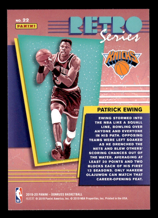 2019-20 Donruss Retro Series #22 Patrick Ewing (New York Knicks)