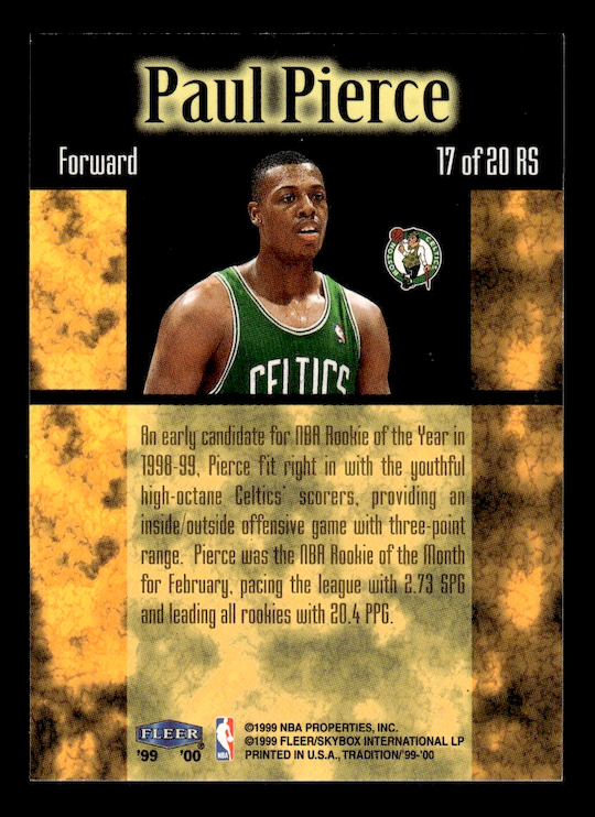 1999-00 Fleer Rookie Sensations #17 Paul Pierce (Boston Celtics)