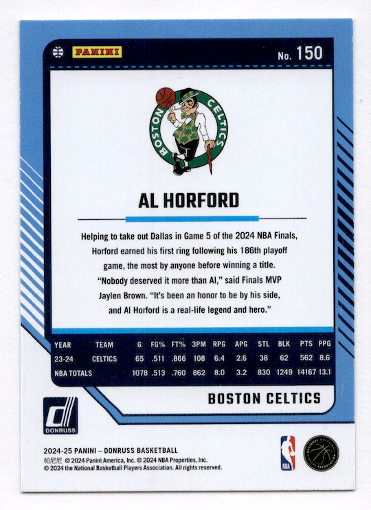 2024-25 Donruss Holo Green Laser #150 Al Horford (Boston Celtics)