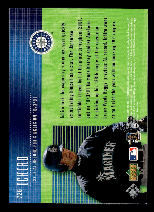 2002 Upper Deck #726 Ichiro Suzuki (Seattle Mariners)