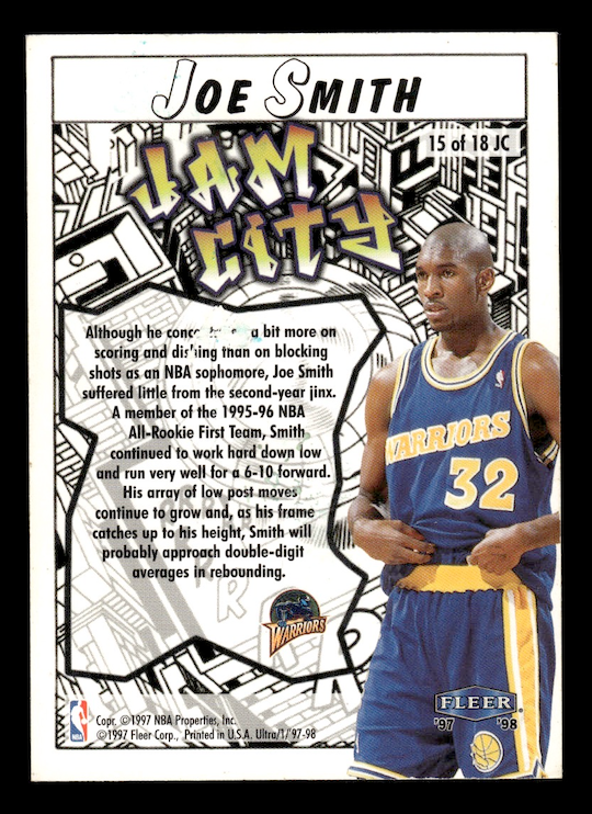 1997-98 Ultra Jam City #15 Joe Smith (Raptors)