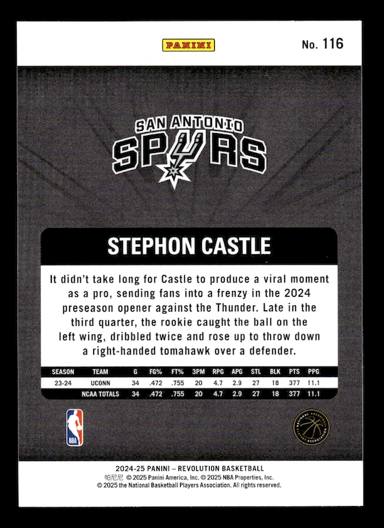 2024-25 Panini Revolution Fractal #116 Stephon Castle (San Antonio Spurs)