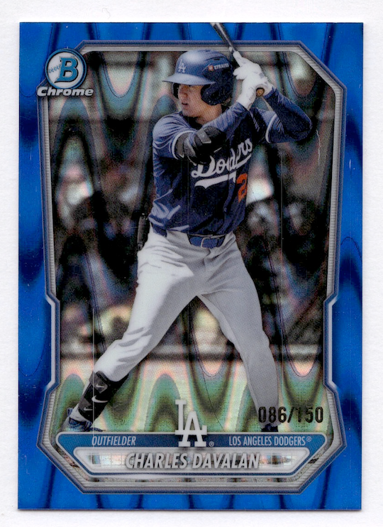 2026 Bowman Chrome Prospects Blue RayWave Ref., #BCP73 Charles Davalan #'d /150