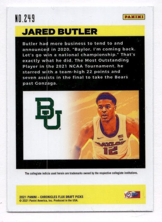 2021-22 Panini Chronicles Draft Picks #249 Jared Butler/Flux