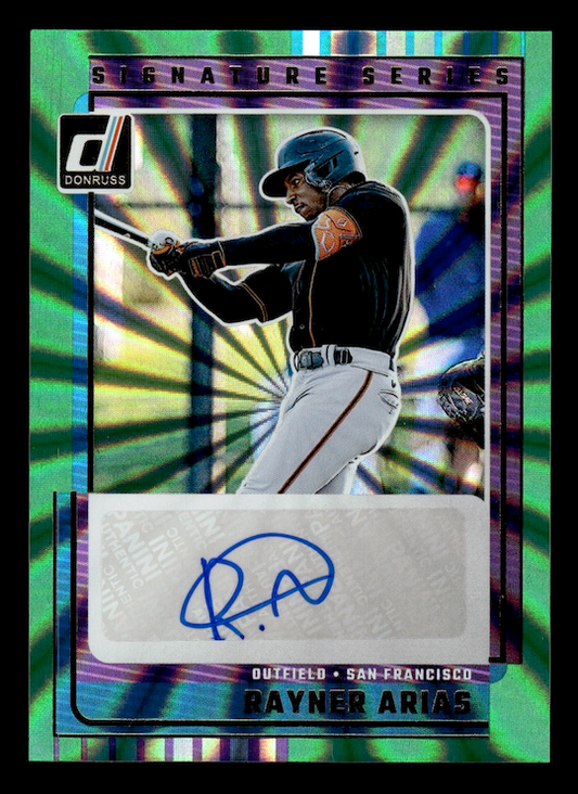 2025 Donruss Signature Series Green Laser #46 Rayner Arias (San Francisco Giants)