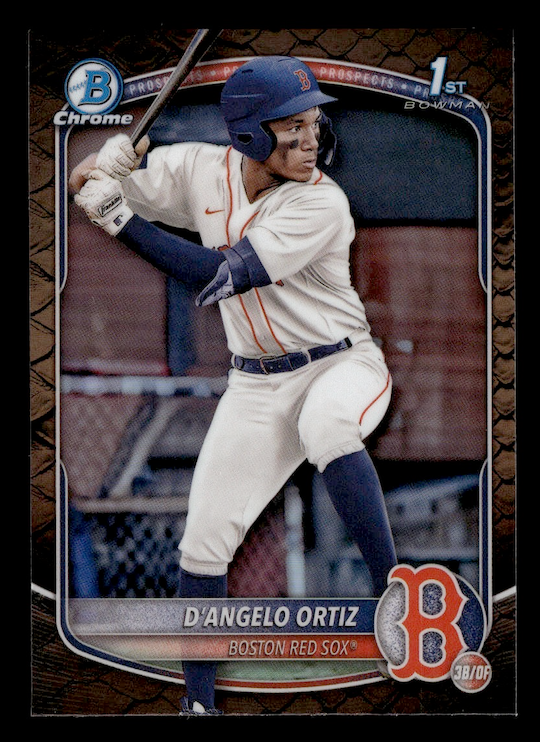 2025 Bowman Chrome Prospects Reptilian Refractors #BCP61 D'Angelo Ortiz (Boston Red Sox)