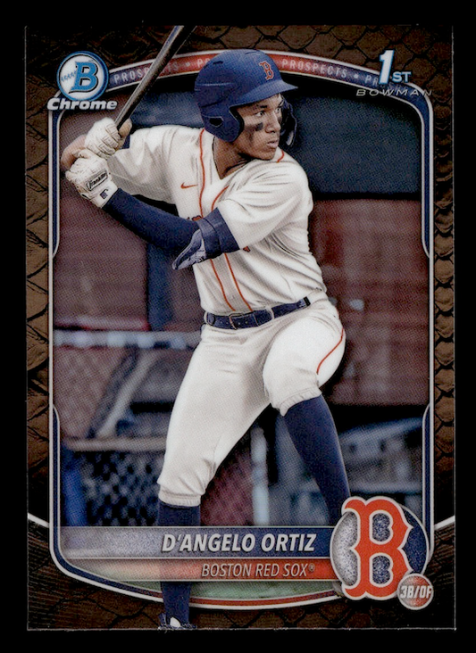 2025 Bowman Chrome Prospects Reptilian Refractors #BCP61 D'Angelo Ortiz (Boston Red Sox)