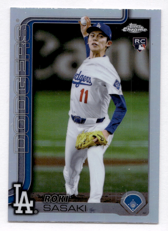 2025 Topps Chrome Refractors #217 Roki Sasaki Rookie (Los Angeles Dodgers)