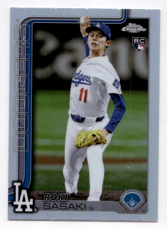 2025 Topps Chrome Refractors #217 Roki Sasaki Rookie (Los Angeles Dodgers)