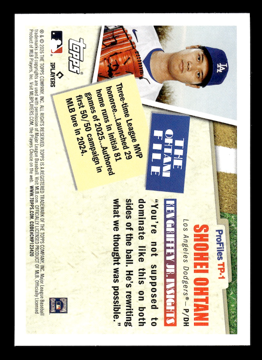2026 Topps Profiles #TP1 Shohei Ohtani (Los Angeles Dodgers)