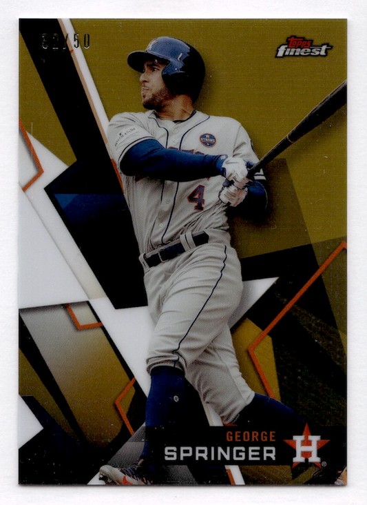 2018 Finest Gold Refractors #45 George Springer #'d /50 (Houston Astros)