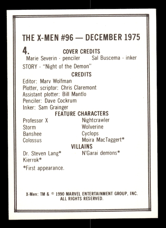 1990 Marvel Comic Uncanny X-Men Covers Series I Card #4 Issue #96