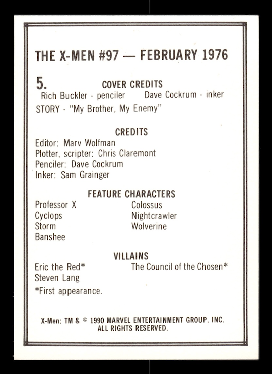 1990 Comic Images Uncanny X-Men Covers Series I #5 Issue #97