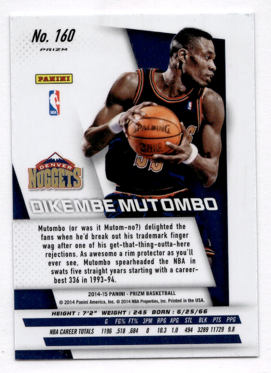 2014-15 Panini Prizm Prizms #160 Dikembe Mutombo (Denver Nuggets)