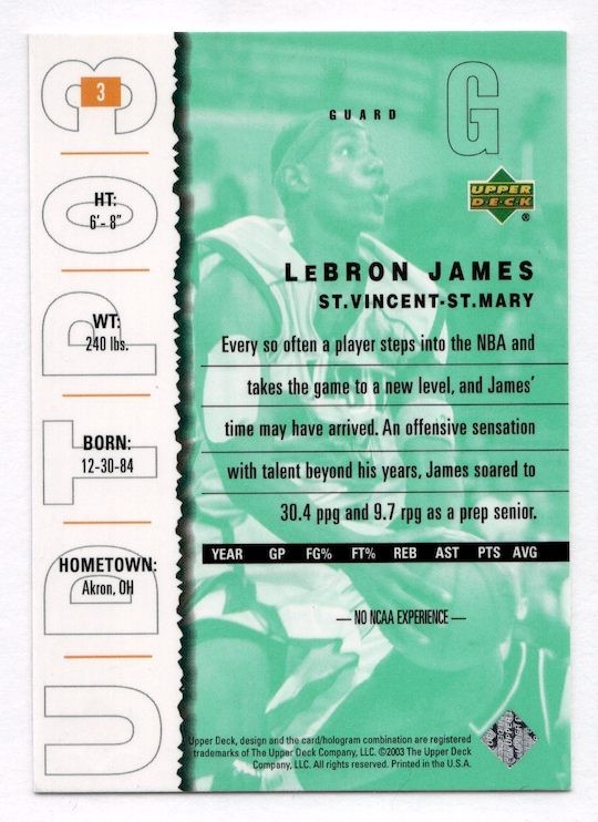 2003-04 UD Top Prospects #3 LeBron James