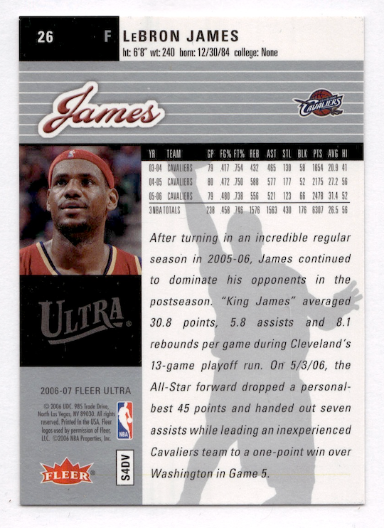 2006-07 Ultra #26 LeBron James (Cleveland Cavaliers)