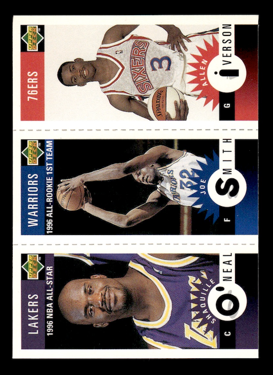 1996-97 Upper Deck Shaquille O'Neal Joe Smith Allen Iverson Rookie RC
