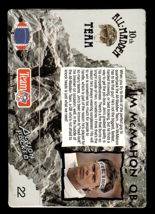 1993 Action Packed All-Madden #22 Jim McMahon (Chicago Bears)