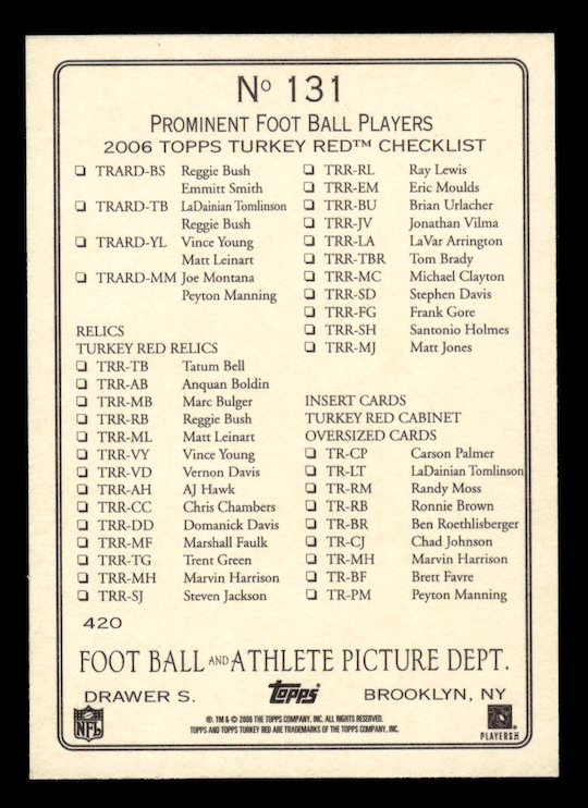 2006 Topps Turkey Red #131 Tom Brady Throws Downfield (checklist back) Patriots