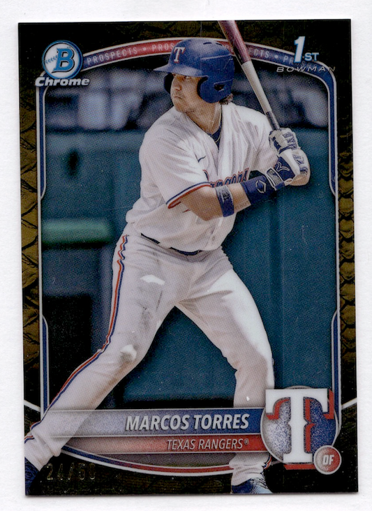 2025 Bowman Chrome Prospects Gold Reptilian Refractors #BCP94 Marcos Torres #'d /50