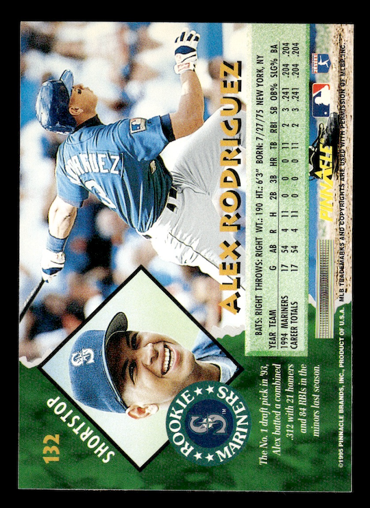1995 Pinnacle #132 Alex Rodriguez (Seattle Mariners)