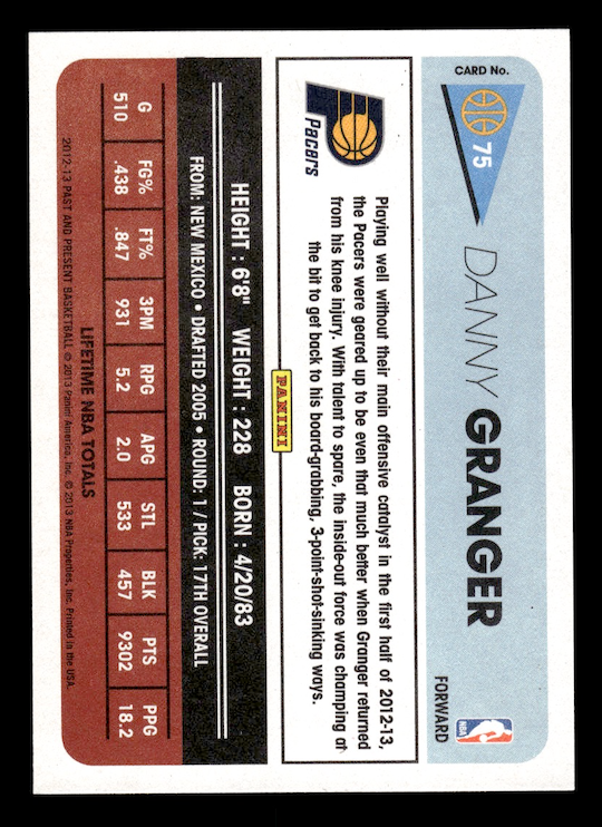 2012-13 Panini Past and Present #75 Danny Granger (Indiana Pacers)