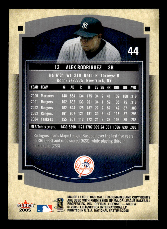 2005 National Pastime #44 Alex Rodriguez (New York Yankees)