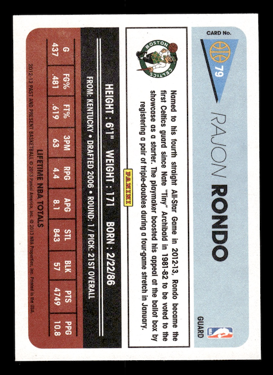2012-13 Panini Past and Present #79 Rajon Rondo (Boston Celtics)