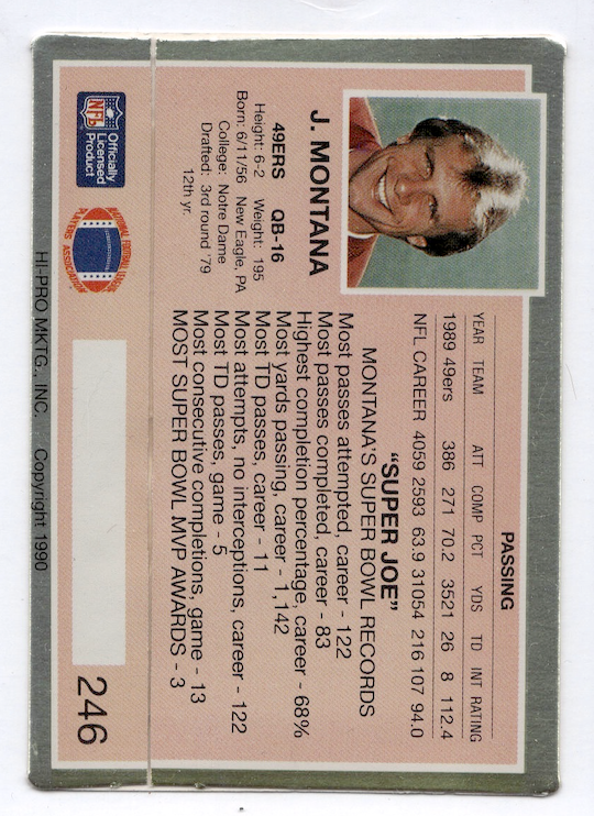 1990 Action Packed #246 Joe Montana (San Francisco 49ers)