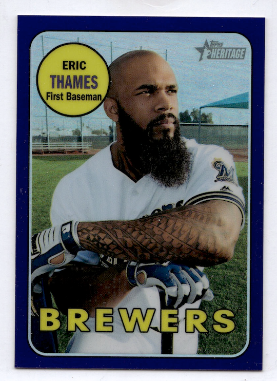 2018 Topps Heritage Chrome Purple Refractors #THC62 Eric Thames (Milwaukee Brewers)