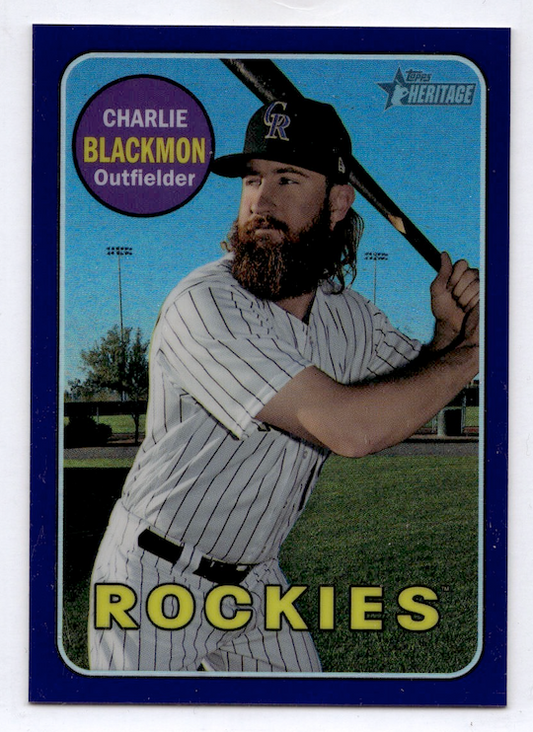 2018 Topps Heritage Chrome Purple Refractors #THC24 Charlie Blackmon (Colorado Rockies)