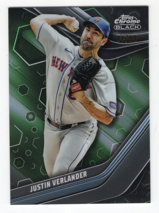 2023 Topps Chrome Black Green Wave #35 Justin Verlander #'d /99 (Mets)
