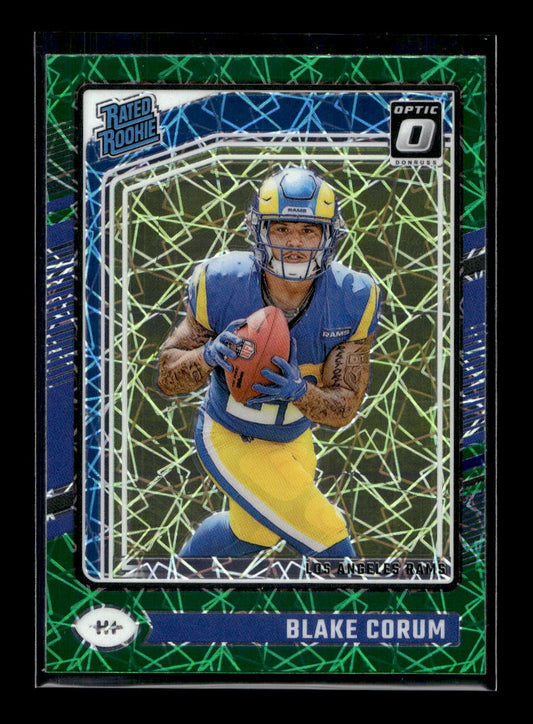 2024 Donruss Optic Green Velocity #208 Blake Corum Rated Rookie (Los Angeles Rams)