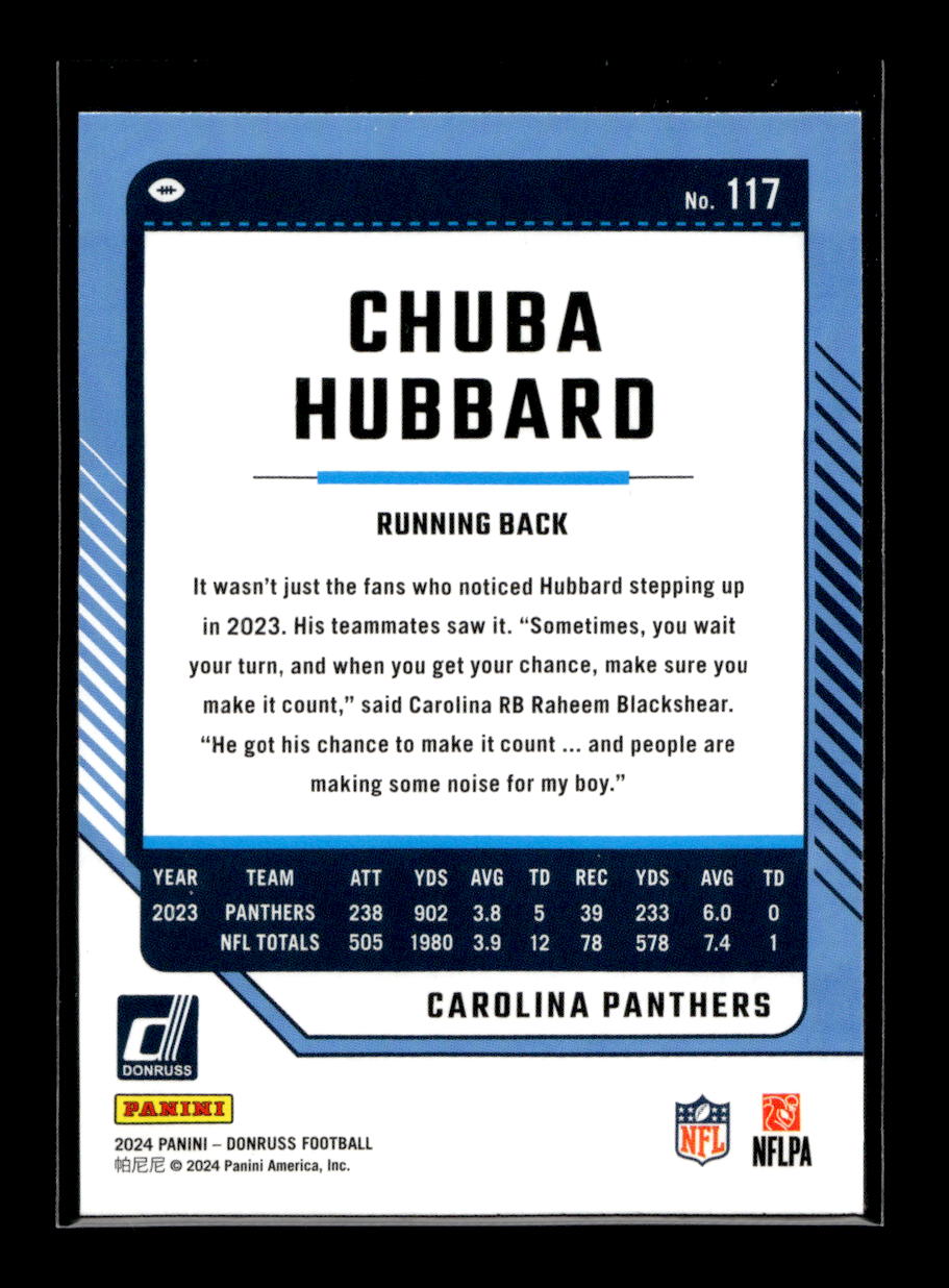 2024 Donruss Press Proof Green #117 Chuba Hubbard (Carolina Panthers)