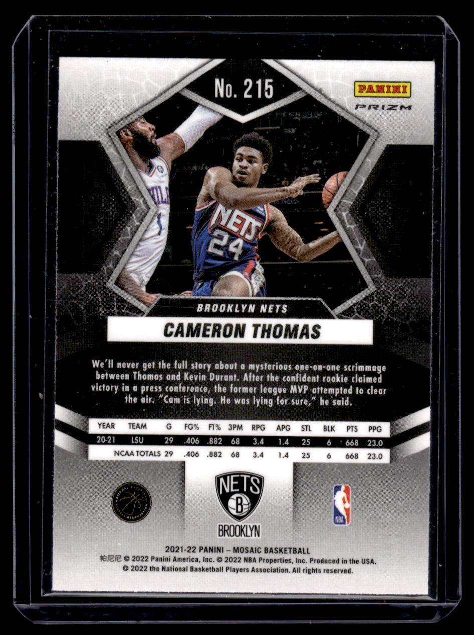 2021-22 Panini Mosaic Cameron Thomas #215 Rookie Silver Mosaic #215 (Brooklyn Nets)