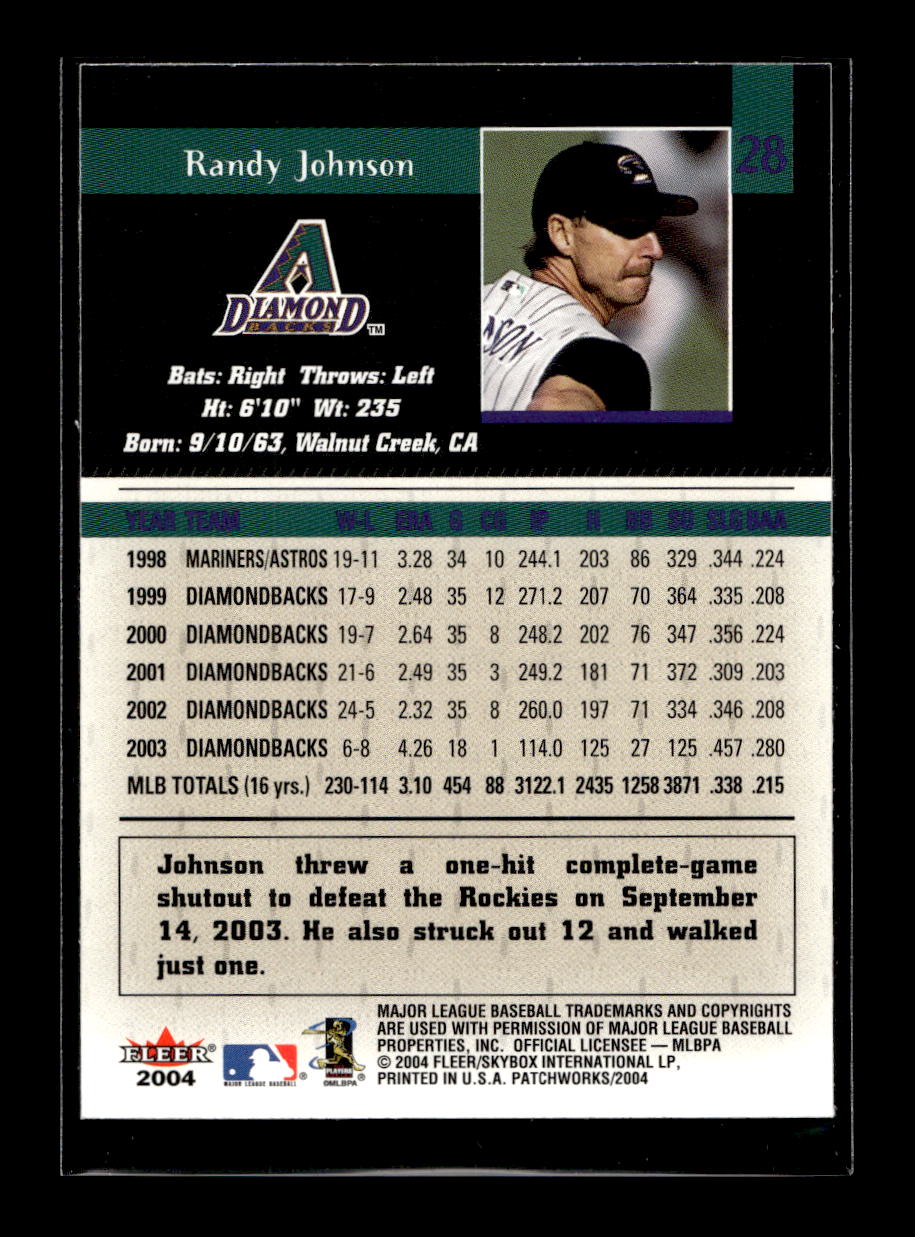 2004 Fleer Patchworks #28 Randy Johnson (Arizona Diamondbacks)