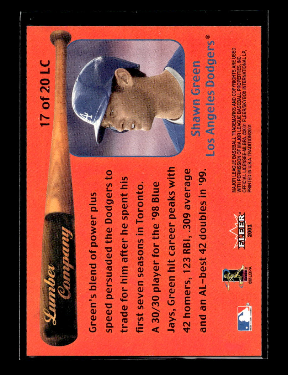 2001 Fleer Tradition Lumber Company #LC17 Shawn Green (Los Angeles Dodgers)
