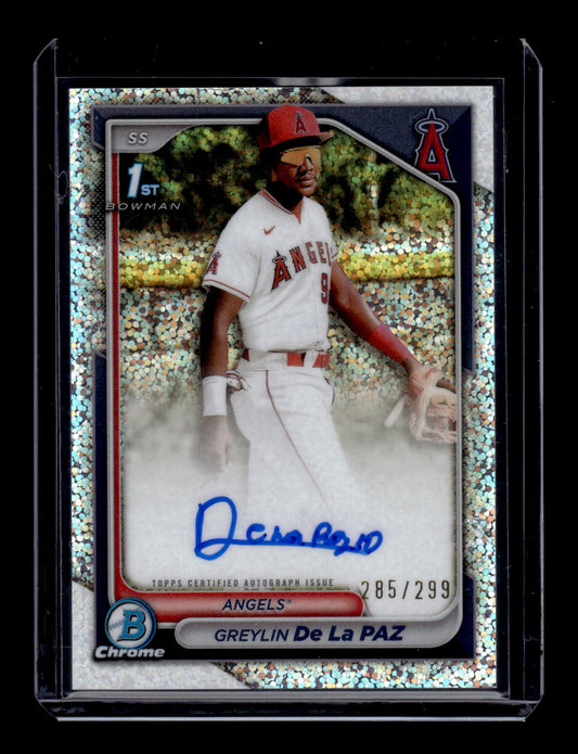 2024 Bowman Chrome Prospect Autographs Speckle Refractors #CPAGD Greylin De La Paz #'d 285/299 (Los Angeles Angels)