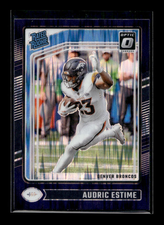 2024 Donruss Optic Purple Shock #206 Audric Estime Rated Rookie (Denver Broncos)