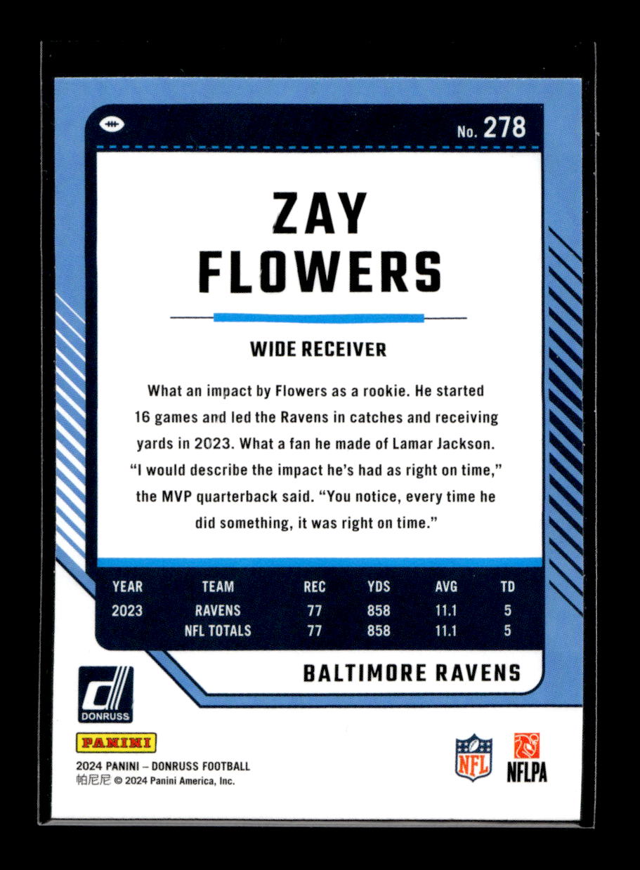2024 Donruss Press Proof Green #278 Zay Flowers (Baltimore Ravens)